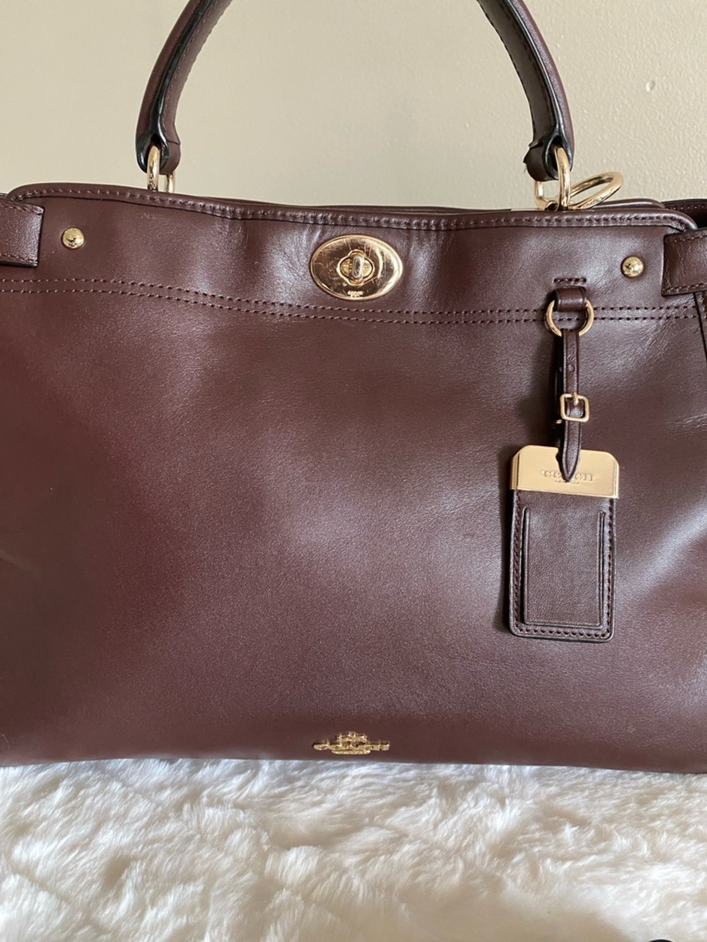 COACH Gramercy Leather Satchel in Oxblood - Picture 3 of 16